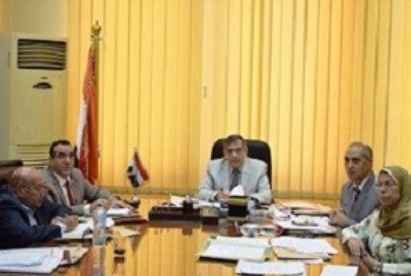 Prof.Dr. Hussien EL-Magraby, the acting president of Benha University inspects the amendments of the lectures halls in the faculty of applied arts in addition to inspecting the construction of an entrance of the faculties of the applied arts and the